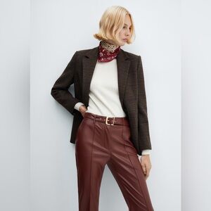 faux leather trousers with belt